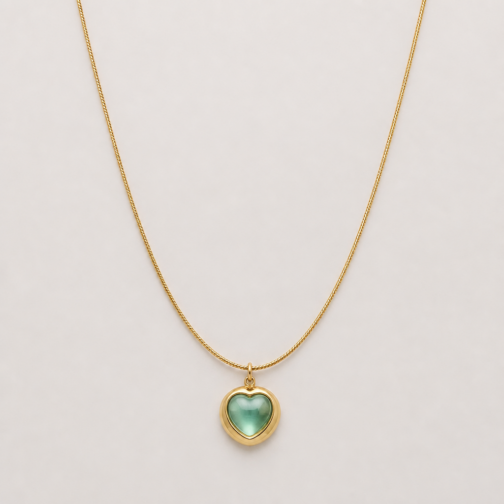 Mint Green Round Pendant Necklace