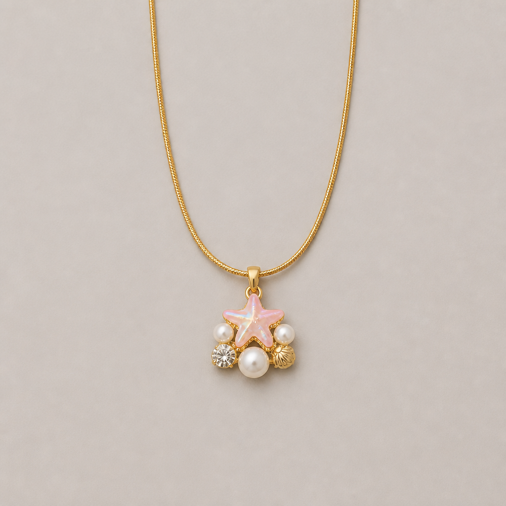 Starfish Pearl Charm Necklace
