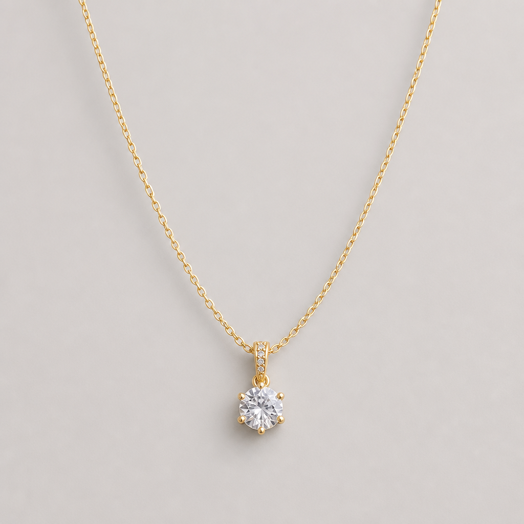 Round Solitaire Pendant Necklace