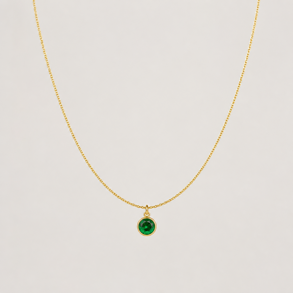 Emerald Bezel Pendant Necklace