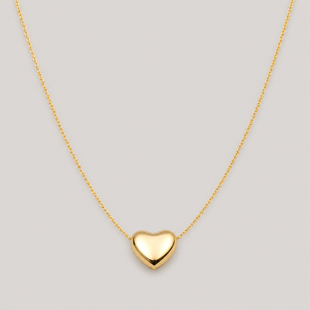 Polished Gold Heart Pendant Necklace