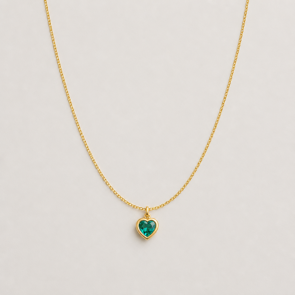 Teal Heart Gem Pendant Necklace