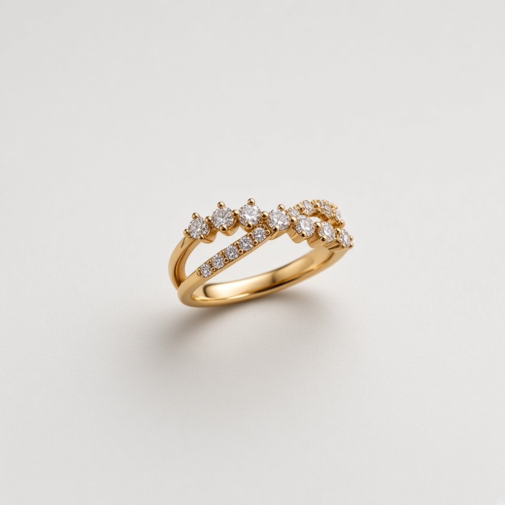 Twisted Cluster Gold Ring