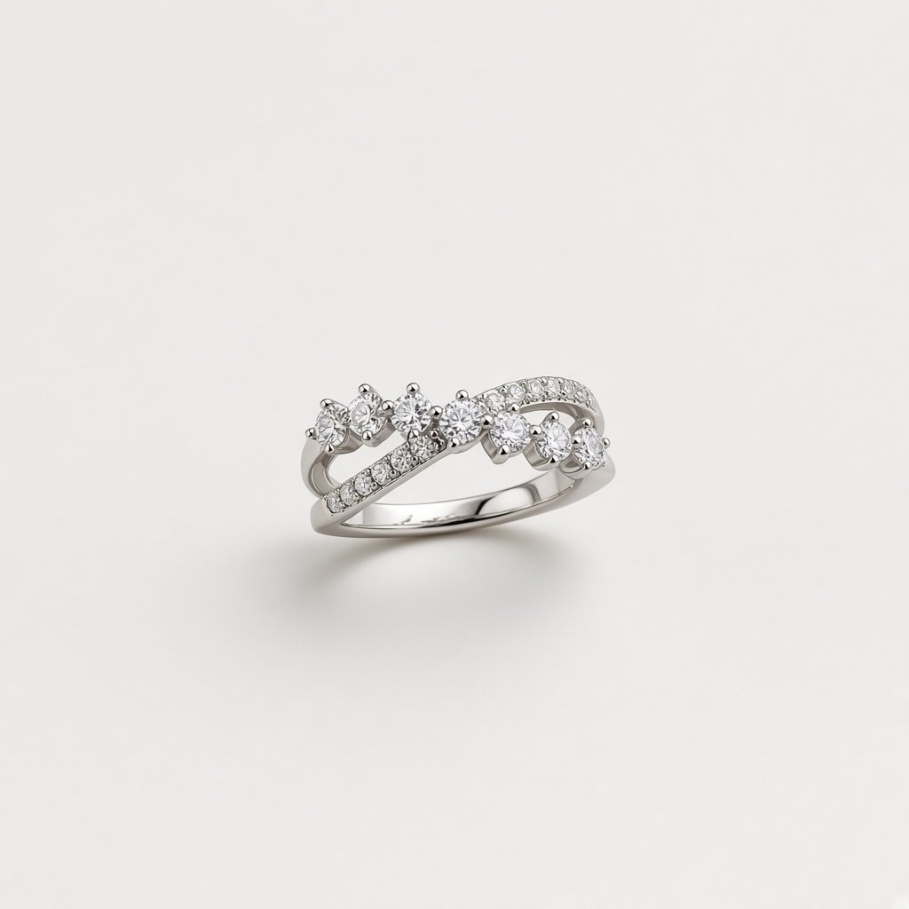 Silver Pavé Cluster Ring