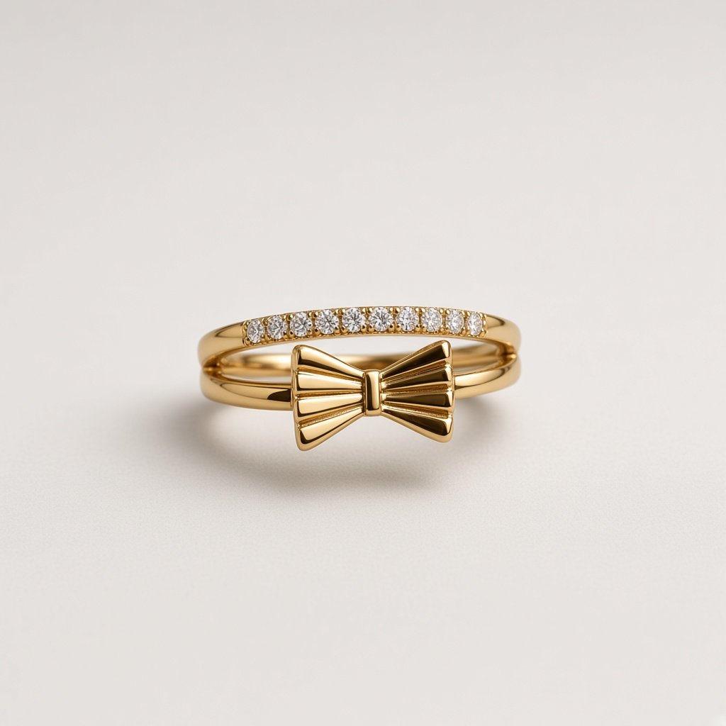 Bow Pavé Gold Ring