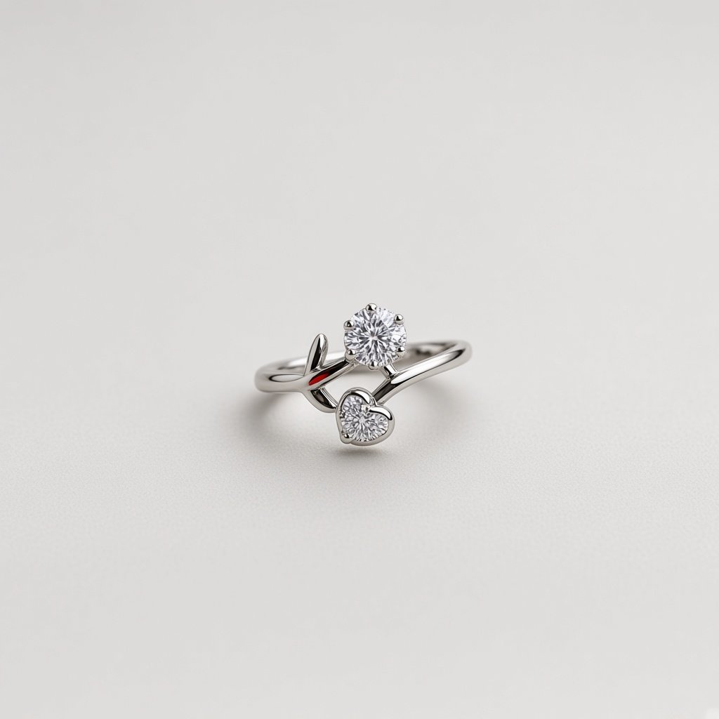 Heart Charm Silver Ring