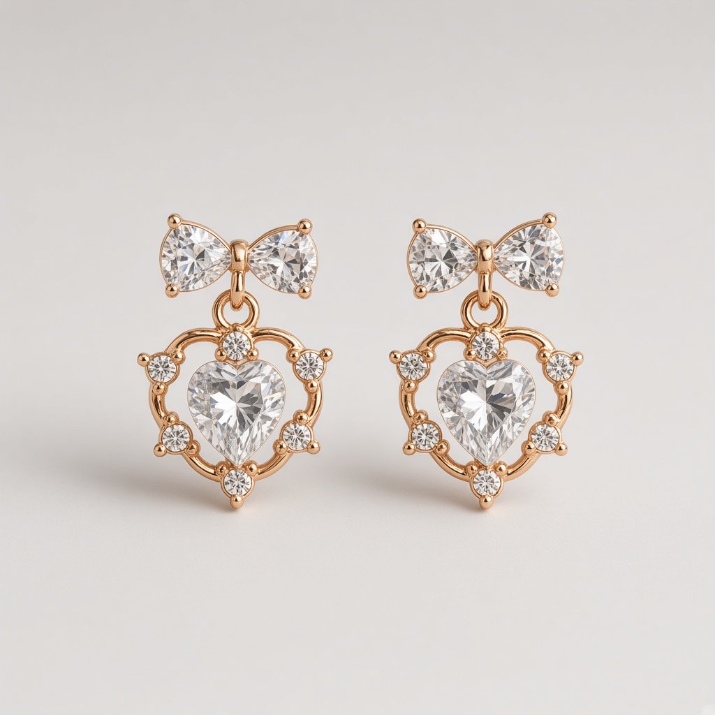 Heart Crystal Cluster Studs