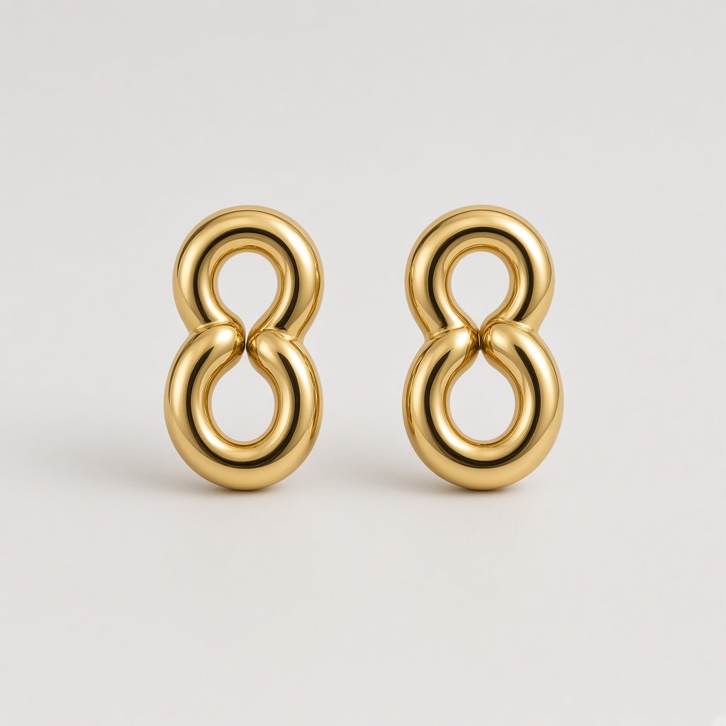 Gold Double Loop Studs