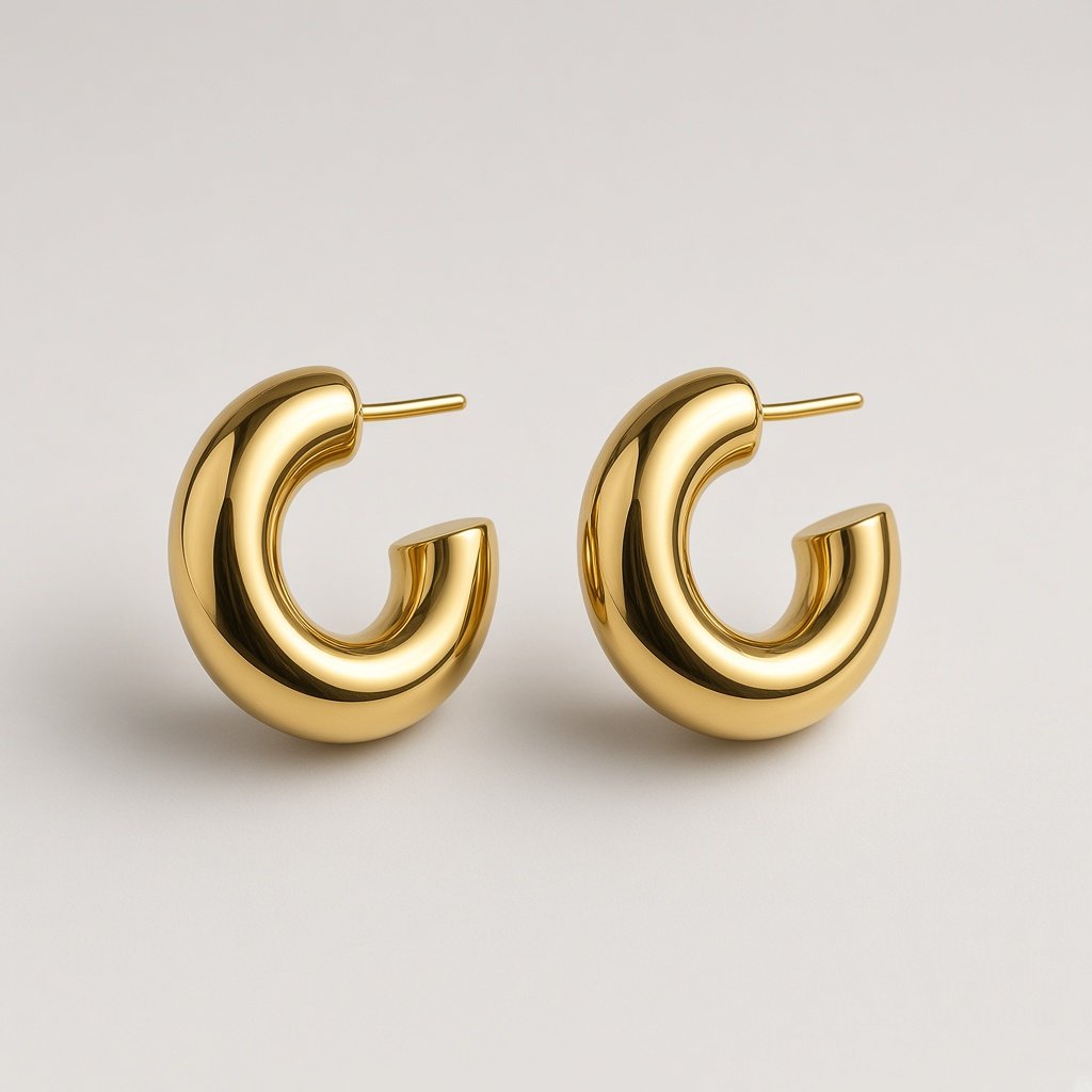 Chunky Gold Hoop Studs