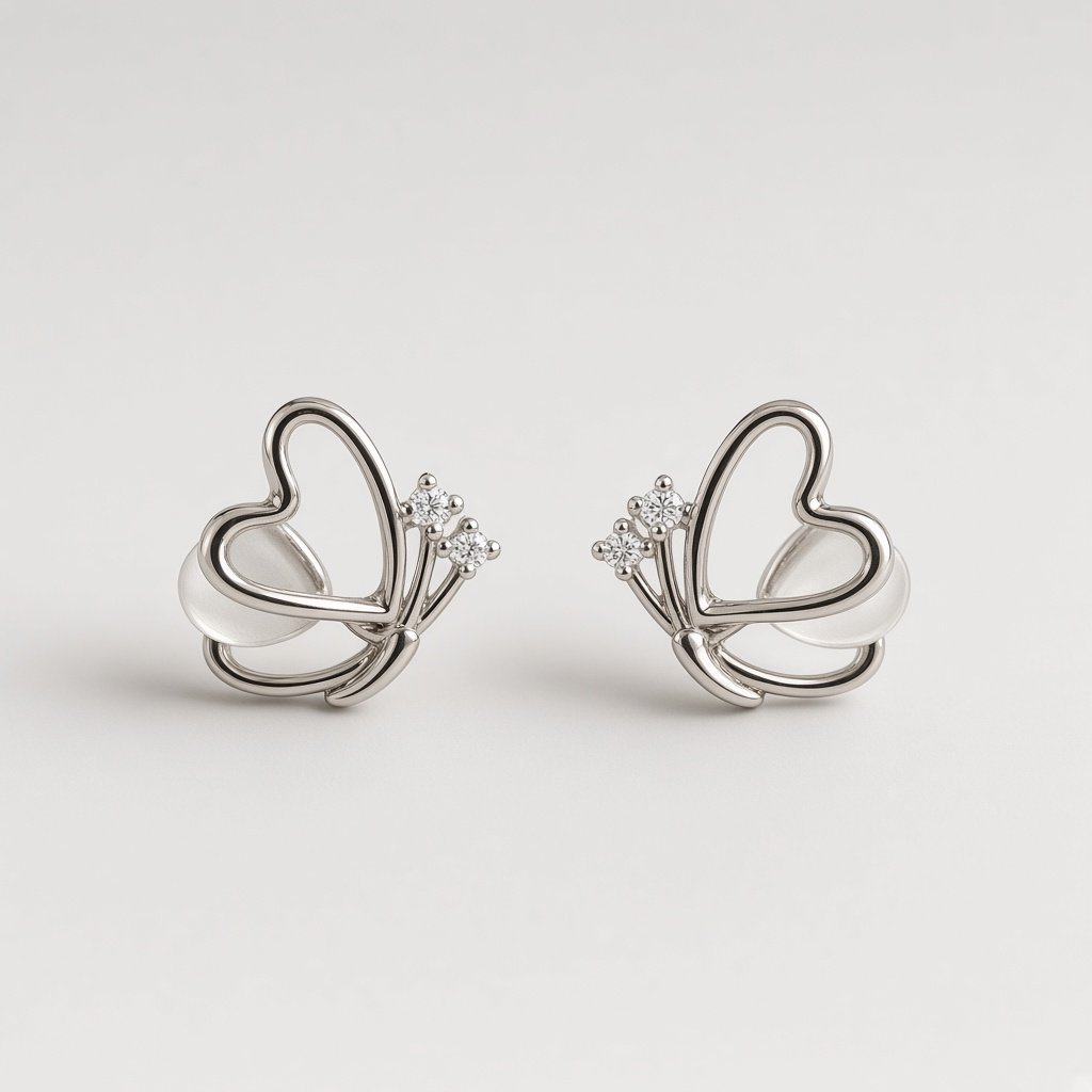 Open Heart Outline Studs