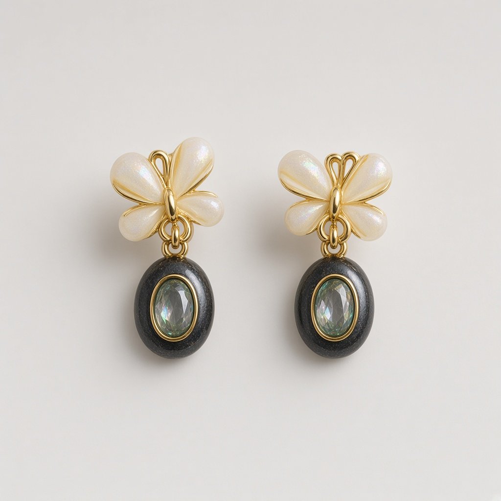 Floral Oval Drop Studs