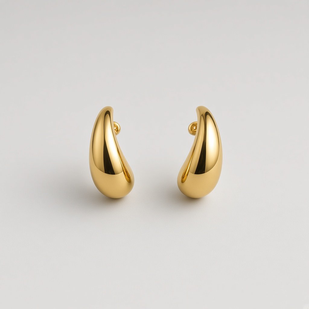 Glossy Gold Curve Studs
