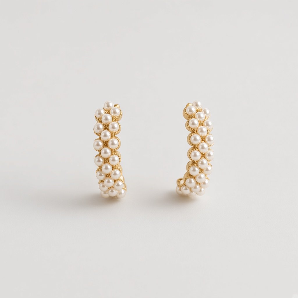 Pearl Crescent Cluster Studs