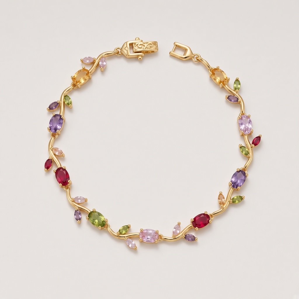 Gold Multicolor Gem Vine Bracelet