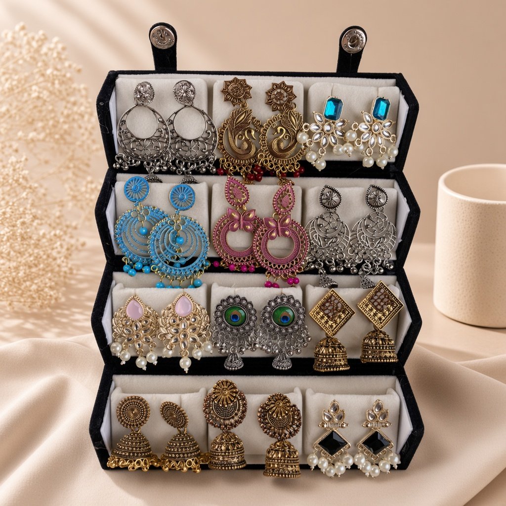 Jhumka Gift Hamper | Silver Oxidized 12 Pair