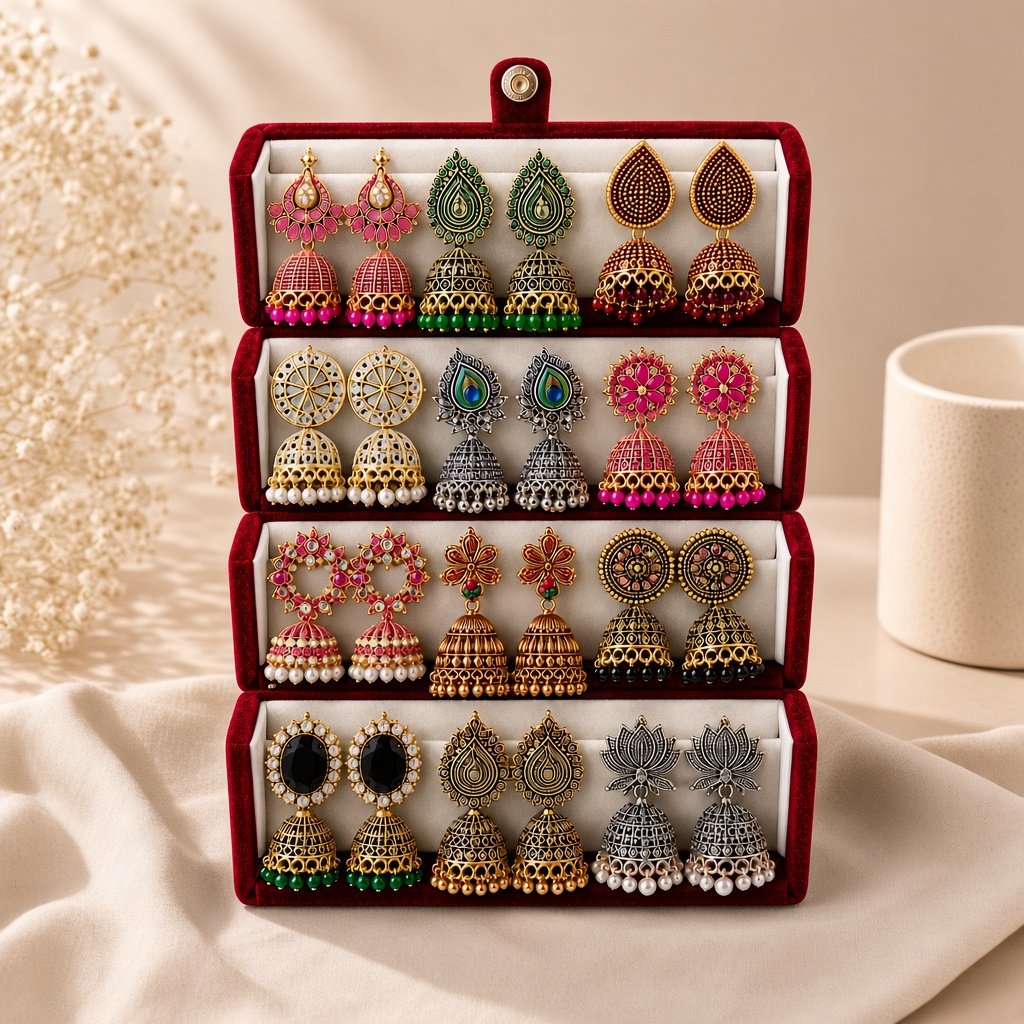 Jhumka Gift Hamper | Burgundy Heritage 12 Pair