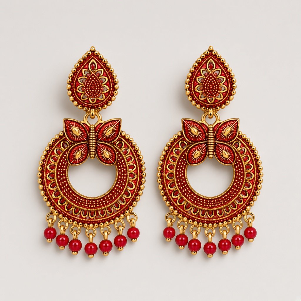 Red Gold Chandbali