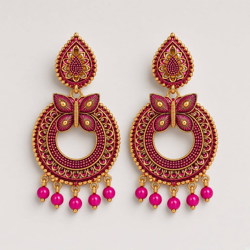 Pink Magenta Chandbali