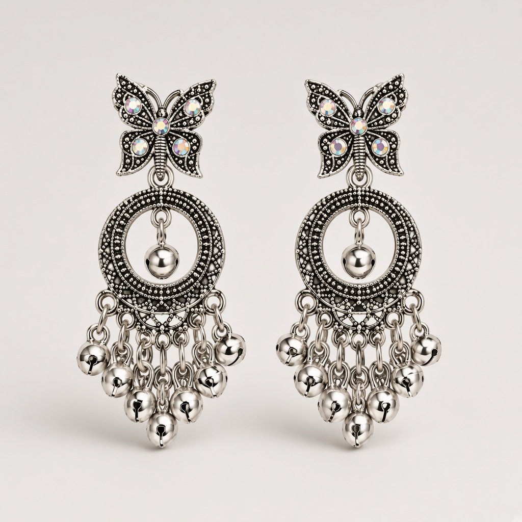 Black Butterfly Bell Danglers