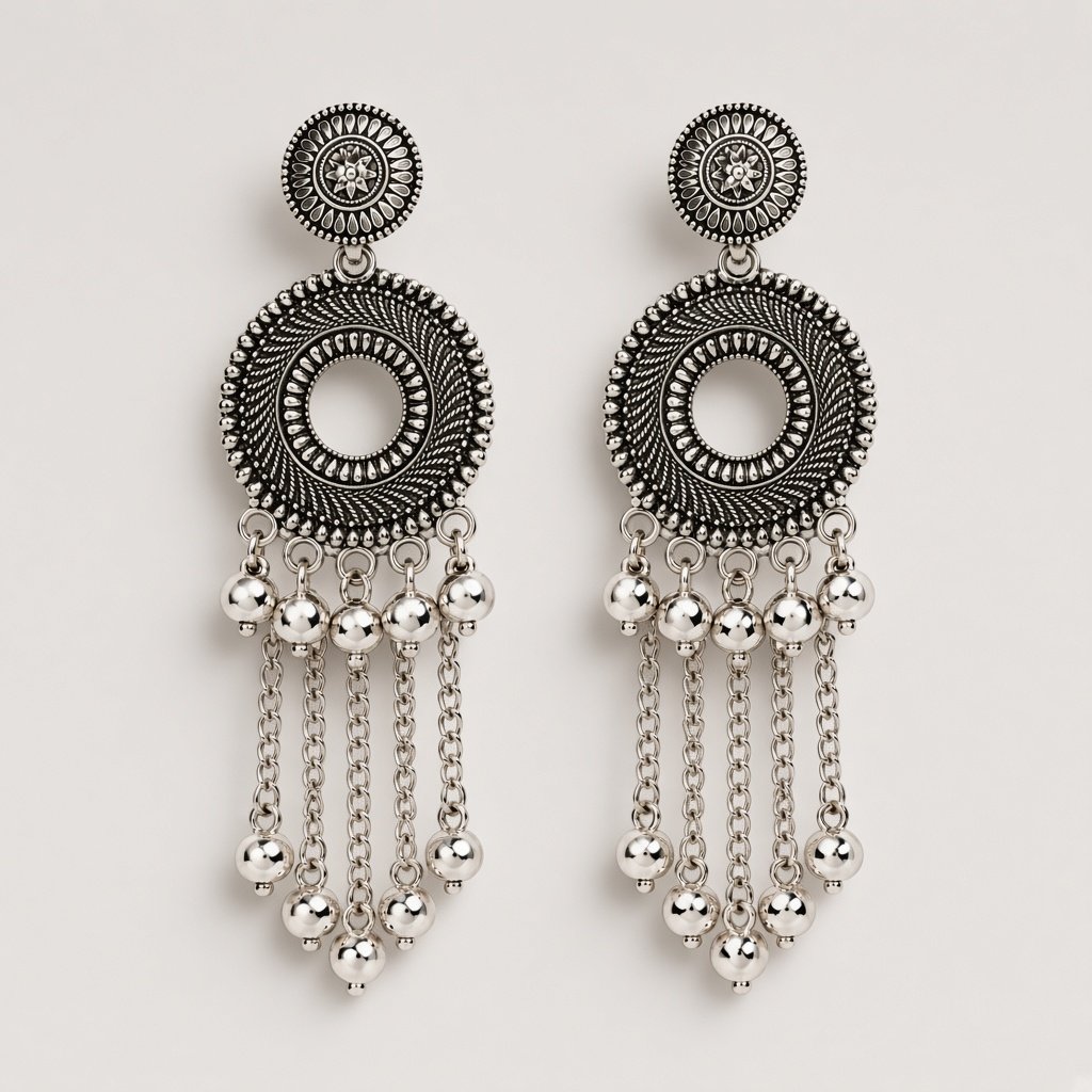 Silver Chandbali Chain Tassel